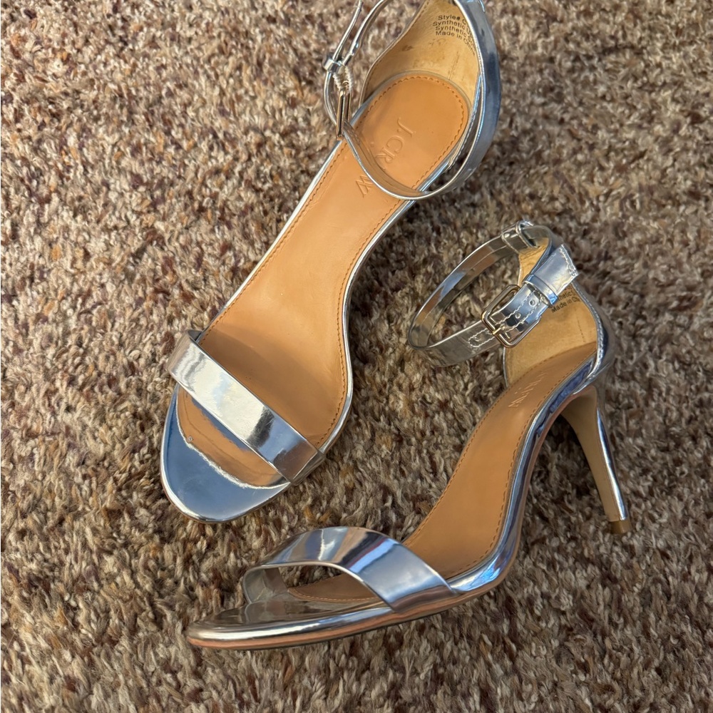 Elegant Silver Heeled Sandals